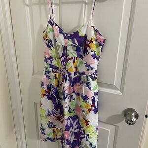 J. Crew Factory Floral Mini Dress in Purple, Pink, Green, and White
